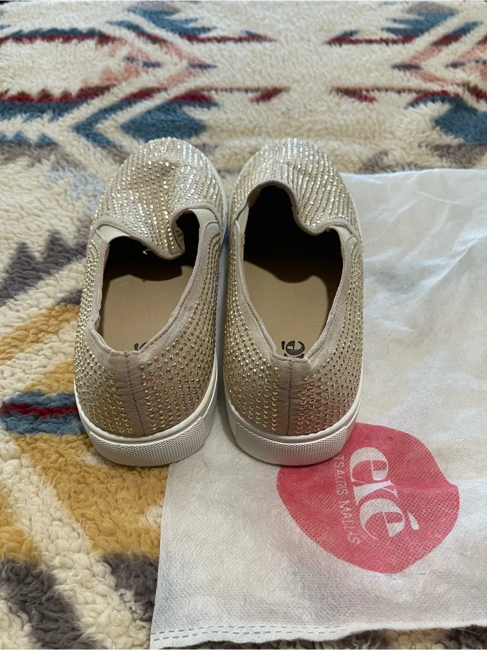 EXE by Tsakiris Mallas Beige Embellished Slip-On Sneakers | EU 39 ✨